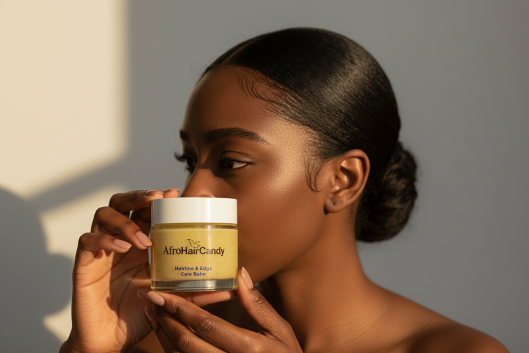 AfroHairCandy Hairline & Edge Care Balm for dry fragile edges and textured hair