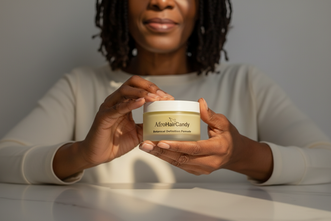 Botanical hair pomade for curl definition softness shine and moisture retention