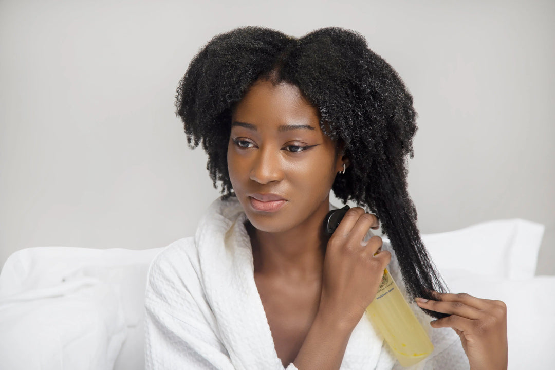 Organic hair moisture spray with coconut water aloe vera rice protein and botanical oils